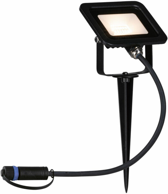 LED-puutarhaspotti Paulmann Plug & Shine Fluter, IP65, 3000K, 6,8W, musta