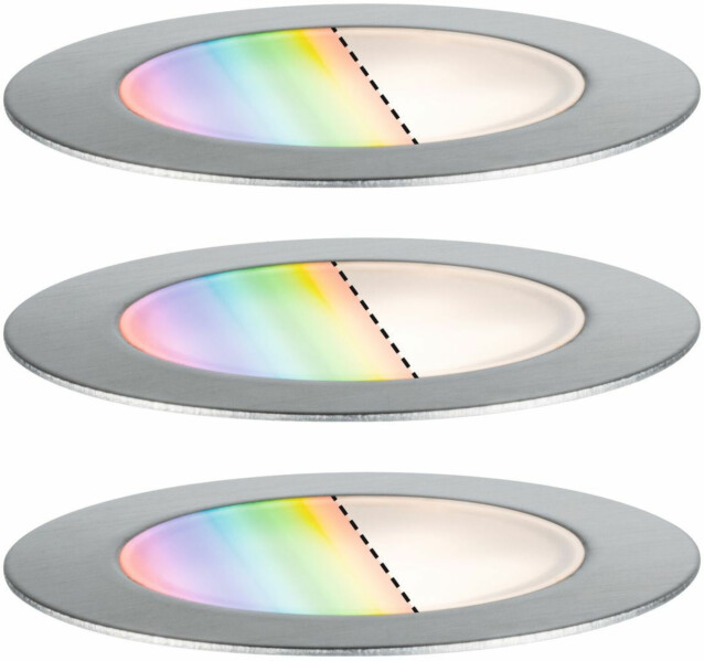 LED-terassivalaisinsarja Paulmann Plug & Shine Floor, Smart Home Zigbee 3.0, IP67, RGBW+, 3x2W, rst