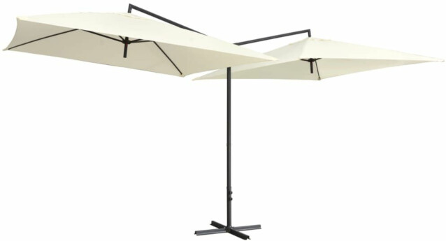 Tupla-aurinkovarjo terästanko 250x250 cm hiekanvalkoinen_1