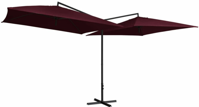 Tupla-aurinkovarjo terästanko 250x250 cm viininpunainen_1