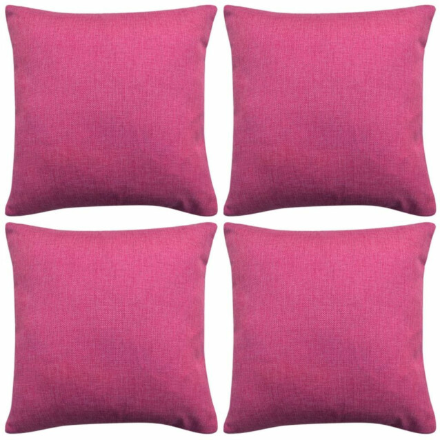 Tyynynpäällinen pellavatyylinen pinkki 4kpl 80x80 cm_1