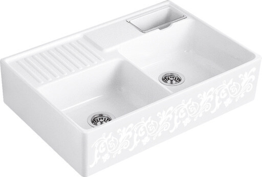 Keittiöallas Villeroy & Boch Butler Sink 90 White Pearl Koristekuvio CeramicPlus