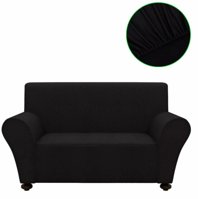 Venyvä sohvan suojapäällinen musta polyesteri_1