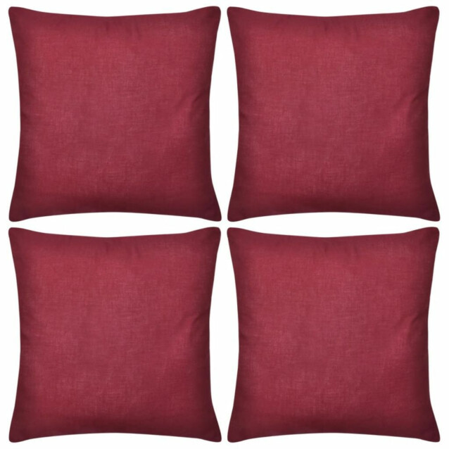 Viininpunainen tyynynpäällinen puuvilla 4kpl 50 x 50 cm_1