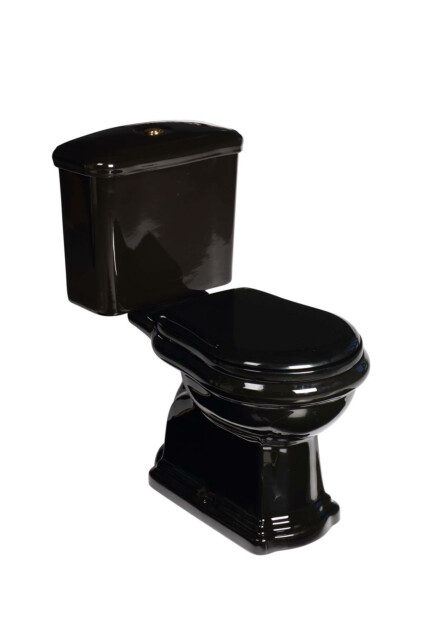 WC-istuin Kerasan Retro S-lukko 3/6l kaksoishuuhtelu musta/kulta
