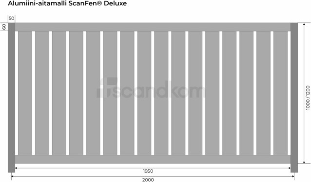 Aitaelementti ScanFen® Deluxe 1000x2000 mm alumiini