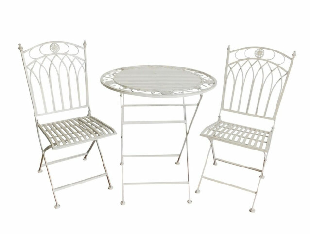 Bistro-setti Chic Garden 2 pöytä + 2 tuolia, kokoontaittuva, valkoinen