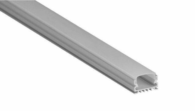 LED-asennuslista FTLight Low, läpikuultava kansi, 2000x18.5x10mm, alumiini