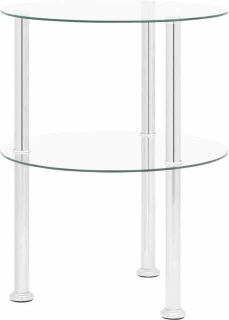 2-kerroksinen sivupöytä läpinäkyvä, 38cm, karkaistu lasi
