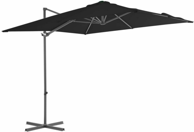 Riippuva aurinkovarjo teräspylväällä, musta, 250x250cm