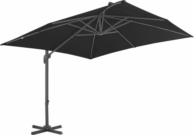 Riippuva aurinkovarjo alumiinipylväällä, musta.
