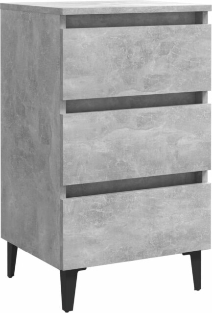 Yöpöytä metallijaloilla, betoninharmaa, 40x35x69cm