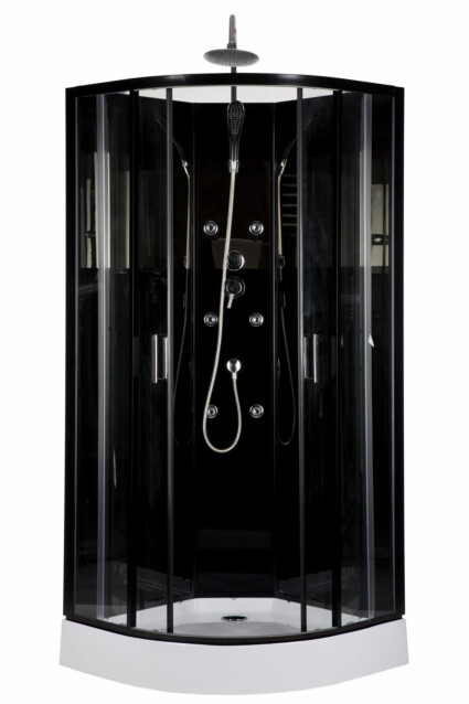 Hierova suihkukaappi Harma Black Onyx 85 x 85 x 220 cm kirkas lasi avoin yläosa