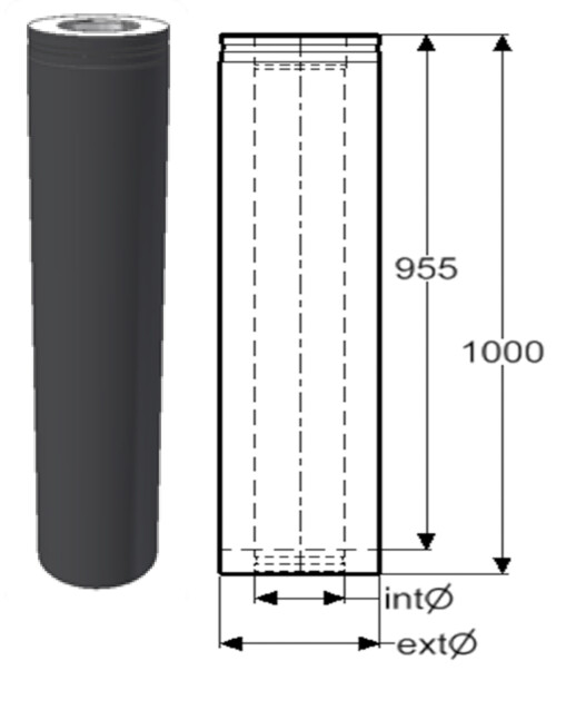 Hormijakso Schiedel Permeter Smooth 150mm, musta, 1000mm