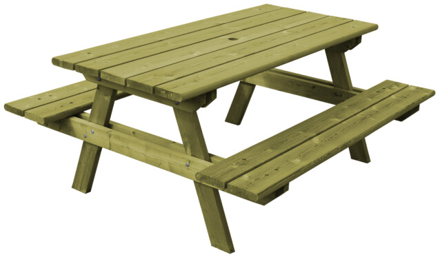 Vihreä pöytä/penkkiyhdistelmä Aleksi N102 on 1800 mm pituinen