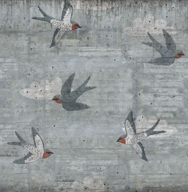 Kuvatapetti Rebel Walls Concrete Art Swallow, non-woven, mittatilaus