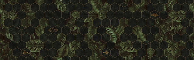 Kuvatapetti Rebel Walls Hexagon Leaves, non-woven, mittatilaus