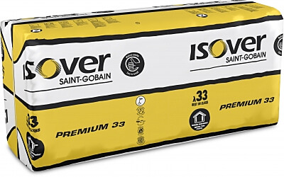 Lasivilla ISOVER Premium 33 125x560x870mm 2.92m²/pkt