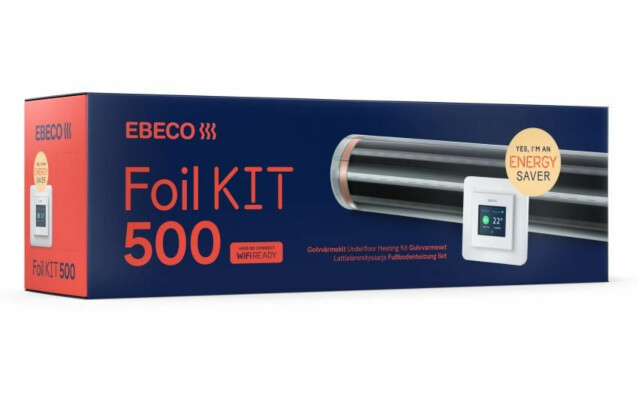 Lattialämmityskelmupaketti Ebeco FOIL KIT 500, 40 cm lämmitysleveys, 13.5m, max 6m2, 380W