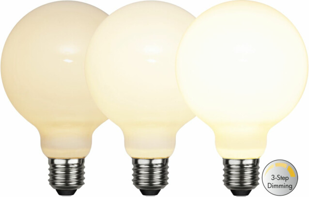 LED-lamppu Star Trading Illumination LED 3-step click 375-86, Ø95x138mm, E27, opaali, 7.5W, 2700K, 80/400/800lm