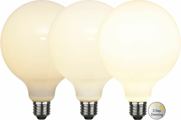 LED-lamppu Star Trading Illumination LED 3-step click 375-87, Ø125x176mm, E27, opaali, 7.5W, 2700K, 80/400/800lm