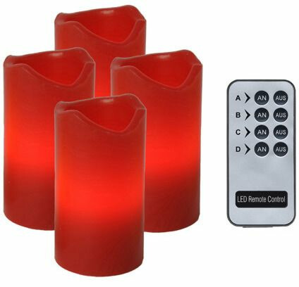 LED-pöytäkynttilä Star Trading Advent 10 cm punainen 4 kpl + kaukosäädin
