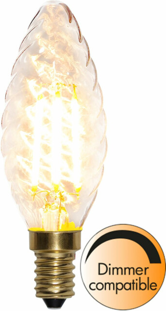 LED-kierrekynttilälamppu Star Trading Soft Glow 353-06-1, Ø35x98mm, E14, kirkas, 4W, 2100K, 350lm