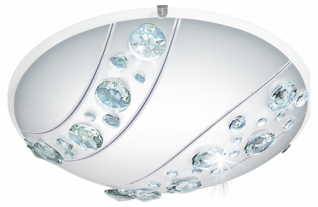 LED-plafondi Eglo Nerini Ø315mm valkoinen kristalli 95576