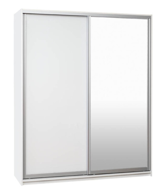 Liukuovikaappi Ida 180x60x220 cm valkoinen ovet peili + valkoinen