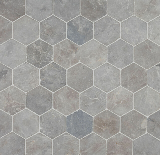 Marmorilaatta Qualitystone Hexagon Light Grey 100x100 mm
