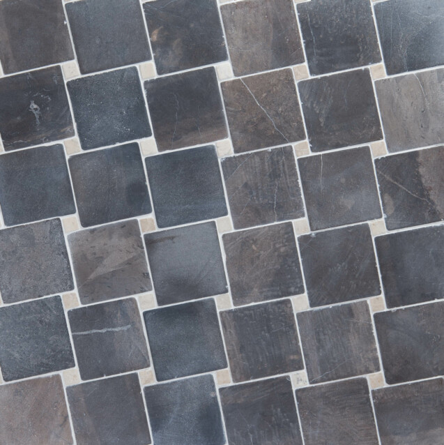 Marmorimosaiikki Qualitystone Diagonal Gray-White verkolla 100x100_20x20 mm