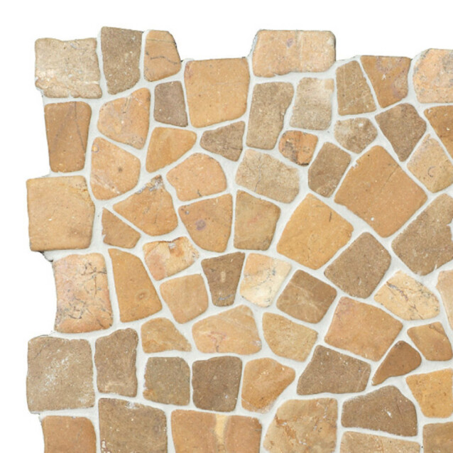 Marmorimosaiikki Qualitystone Mosaic Mustard Interlock verkolla vapaa mitta