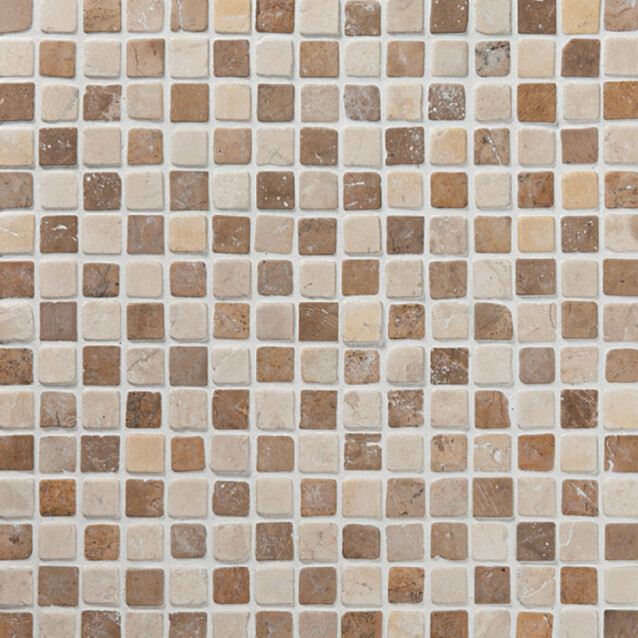 Marmorimosaiikki Qualitystone Square Mustard-White verkolla 20 x 20 mm