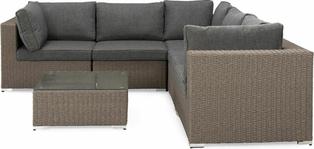 Oleskeluryhmä Marcus 5-istuttava sohva sohvapöytä ruskea-harmaa