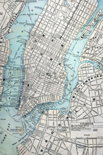 Paneelitapetti PhotowallXL Old Street Map NY 157702 1860x2790 mm 