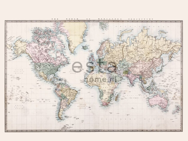 Paneelitapetti PhotowallXL Vintage Map of The World 158210 3720x2790 mm