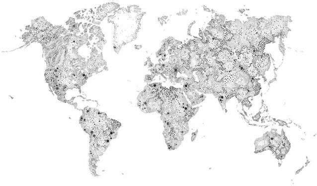 Paneelitapetti Sandberg World Map non-woven mittatilaus mustavalkoinen