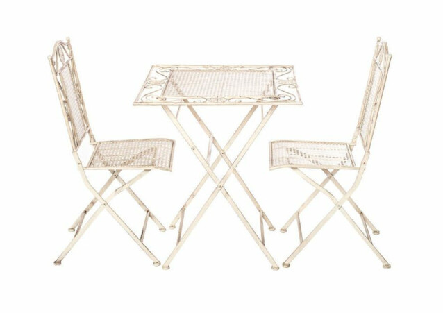 Parvekekalustesetti Chic Home pöytä + 2 tuolia metalli valkoinen