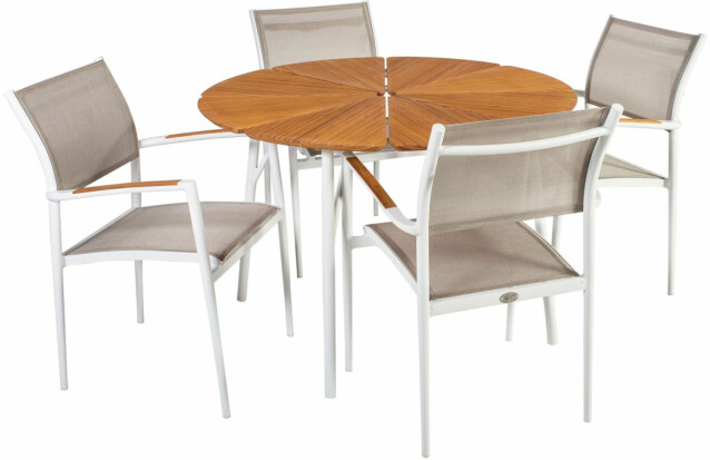 Ruokailuryhmä Home4you Greenwood Ø 110x72,5 cm 4 tuolia ruskea/valkoinen