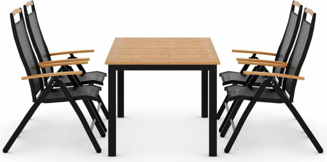 Ruokailuryhmä Las Vegas 152-210 cm jatkettava pöytä 4 säädettävää tuolia musta-tiikki