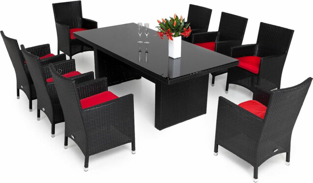 Ruokailuryhmä Majestic-Thor Lyx 210cm pöytä 6 tuolia musta-musta