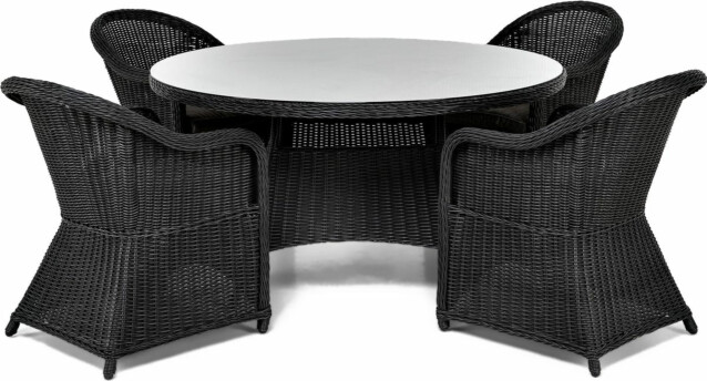 Ruokailuryhmä Marcus halk140 cm pöytä 4 matalaa nojatuolia musta