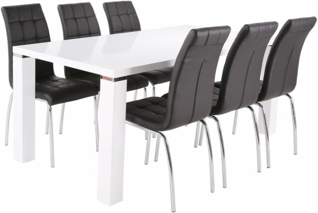 Ruokailuryhmä Tenstar Metro 180 -ruokapöytä + 6kpl mustia Krista-tuoleja
