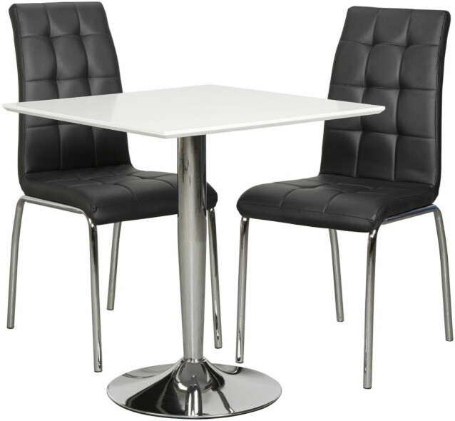 Ruokailuryhmä Tenstar Rafla-ruokapöytä + 2kpl mustia Krista-tuoleja