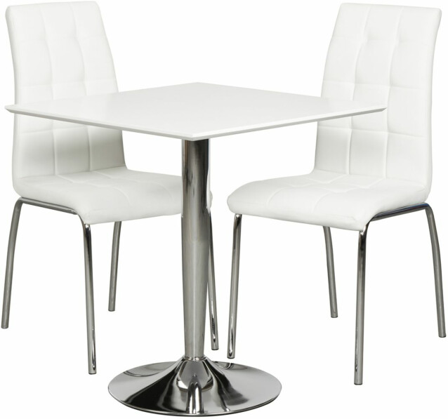 Ruokailuryhmä Tenstar Rafla-ruokapöytä + 2kpl valkoisia Krista-tuoleja