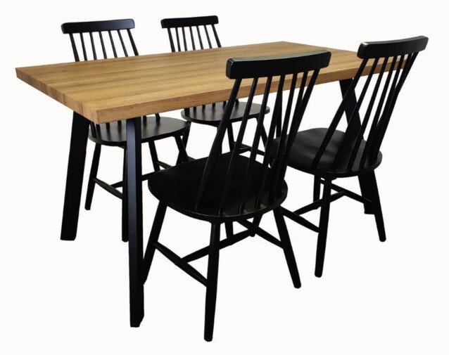 Ruokailuryhmä Tenstar West 140 -ruokapöytä + 4kpl mustia Sophia-tuoleja