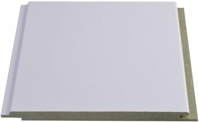 Sisustuspaneeli Maler SPA STP-0, 10x160x2070mm, kosteudenkestävä HDF, ympäripontattu, valkoinen. Kuvasta poiketen sisältä ruskeansävyinen levy (ei vihreä).