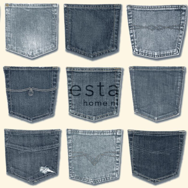 Tapetti Jeans Pocket 137739 0,53x10,05 m sininen/valkoinen non-woven