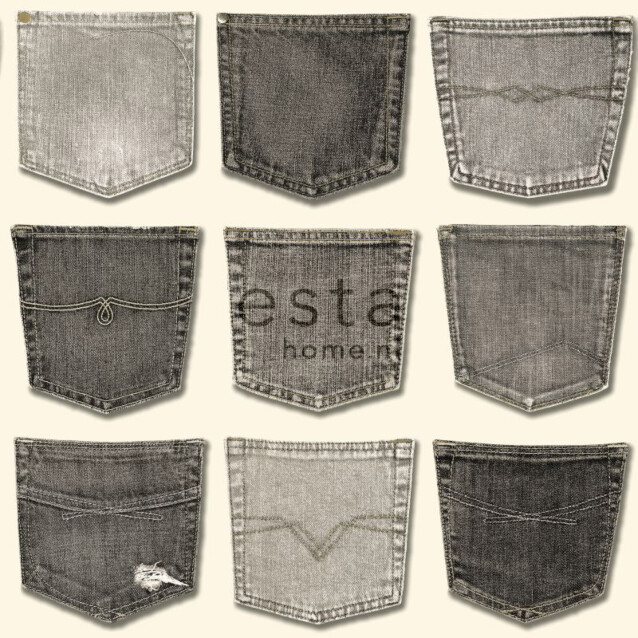 Tapetti Jeans Pocket 137740 0,53x10,05 m harmaa non-woven