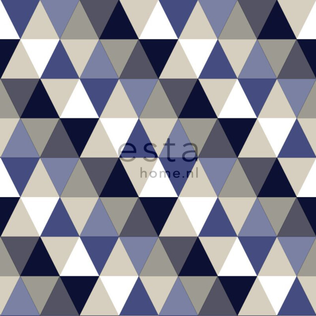 Tapetti Triangles 138716 0,53x10,05 m sininen, harmaa, beige